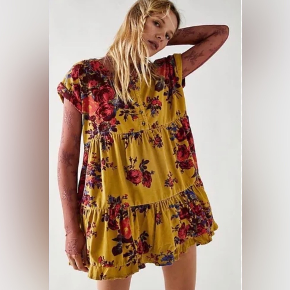 Free People dress corduroy green